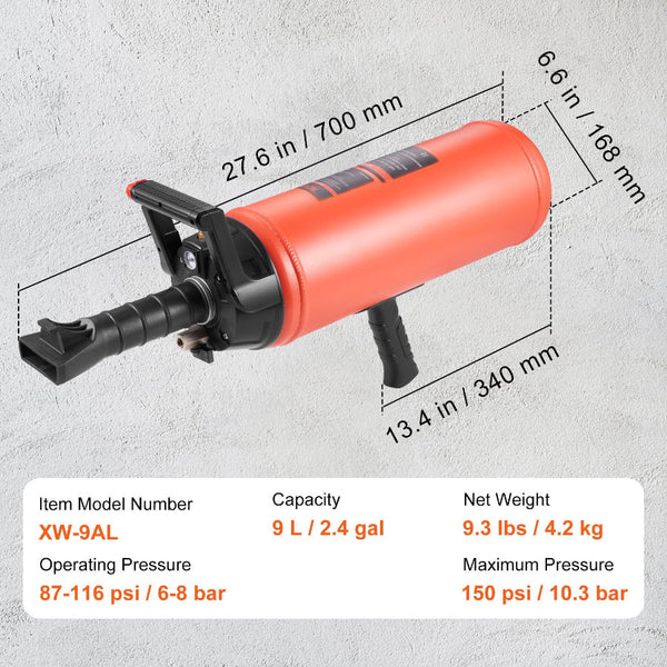 Vevor Tire Bead Seater 2.4 Gal/9 L Air Blaster 150 Psi Handheld Bazooka Portable Inflator Tool 87 116 Operating Pressure For Tractor Truck Atv Car And