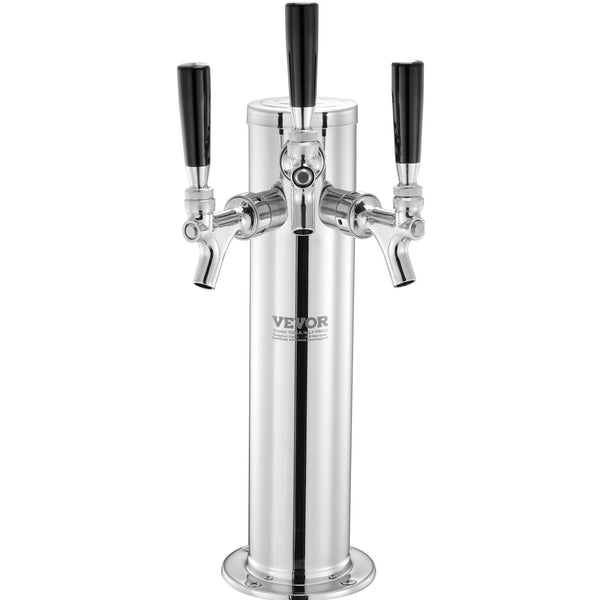 Triple Taps Draft Beer Tower Dispenser Stainless Steel Keg Kegerator Kit With Pre Assembled Tubing And Self Closing Faucet Shanks For Party Bar Pub Re