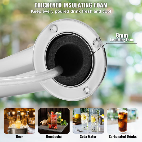 Triple Taps Draft Beer Tower Dispenser Stainless Steel Keg Kegerator Kit With Pre Assembled Tubing And Self Closing Faucet Shanks For Party Bar Pub Re