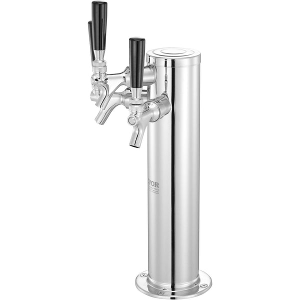 Triple Taps Draft Beer Tower Dispenser Stainless Steel Keg Kegerator Kit With Pre Assembled Tubing And Self Closing Faucet Shanks For Party Bar Pub Re