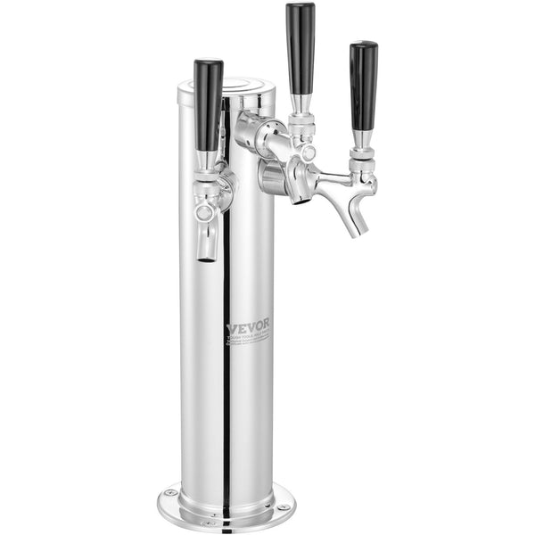 Triple Taps Draft Beer Tower Dispenser Stainless Steel Keg Kegerator Kit With Pre Assembled Tubing And Self Closing Faucet Shanks For Party Bar Pub Re