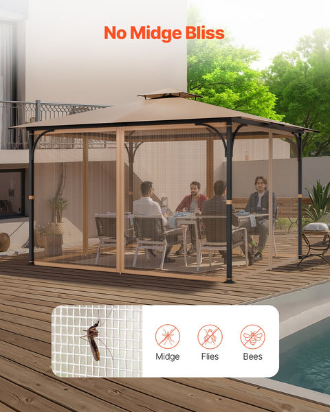 Vevor Gazebo Netting Replacement Fit Most 10 X 12 7.3 Ft Outdoor Garden 4 Panel Sidewall Mesh Curtain Patio Midge With Double Zipper Canopy Screen (Ne