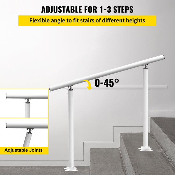 Outdoor Stair Handrail 3Ft 34 Inch Adjustable 0 60 Degree Aluminum Railing White Staircase Kits