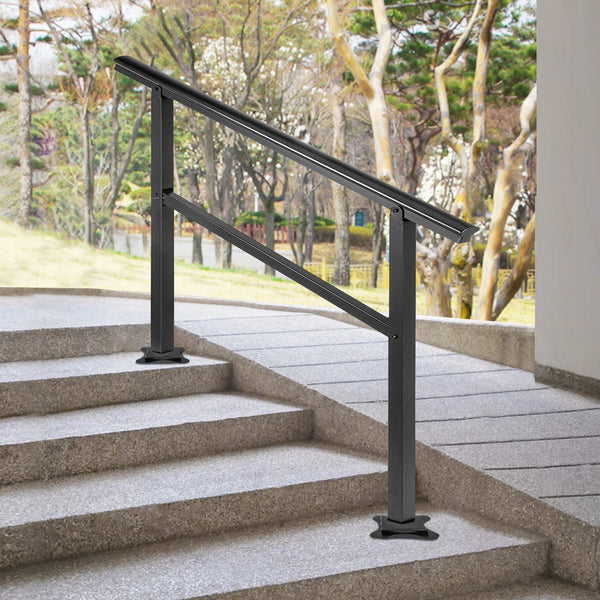 Outdoor Stair Handrail Aluminum Black Adjustable 030 Degrees Fits 34 Steps Staircase Kits