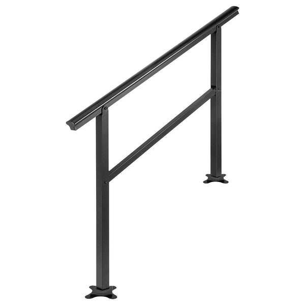Outdoor Stair Handrail Aluminum Black Adjustable 030 Degrees Fits 34 Steps Staircase Kits
