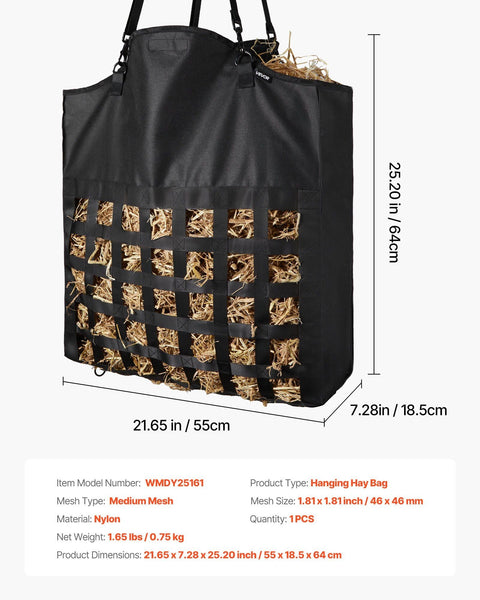 Hay Bag For Horses 55 X 18.5 64 Cm 46 Mm Holes Premium Nylon Construction With Pvc Waterproof Coating Adjustable Hanging Straps And Metal Hooks Slow F