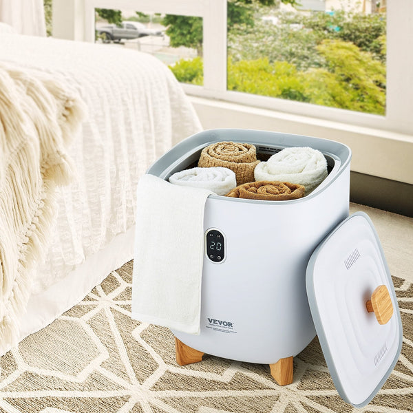 Vevor 25L Towel Warmer Bucket With Led Screen Bottom Heating Columns Timer White Sterilisers & Towel Warmers