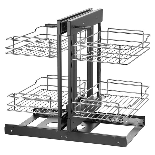 Vevor Min 15"W Opening Blind Corner Pull Out Organizer 2 Tier 4 Shelf Kitchen Cabinet Chrome Carbon Steel Storage Basket Slide Left & Right Compatible