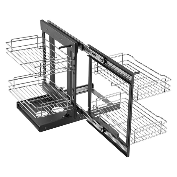 Vevor Min 15"W Opening Blind Corner Pull Out Organizer 2 Tier 4 Shelf Kitchen Cabinet Chrome Carbon Steel Storage Basket Slide Left & Right Compatible