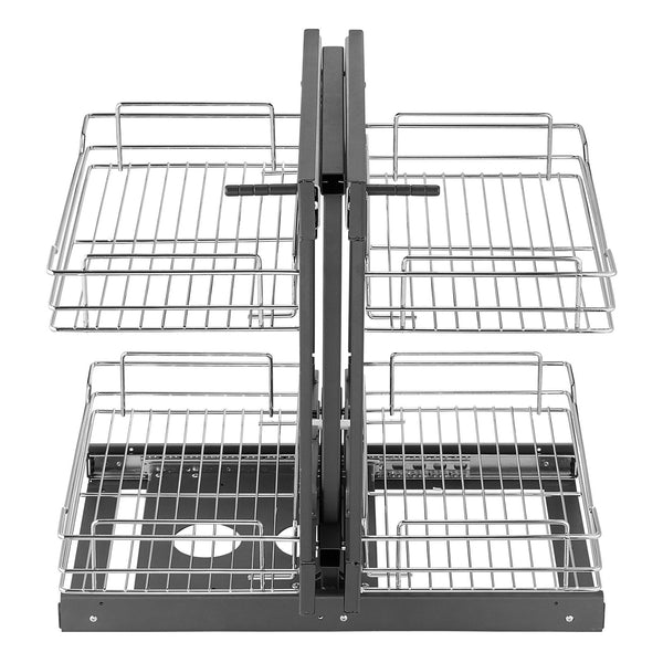 Vevor Min 15"W Opening Blind Corner Pull Out Organizer 2 Tier 4 Shelf Kitchen Cabinet Chrome Carbon Steel Storage Basket Slide Left & Right Compatible