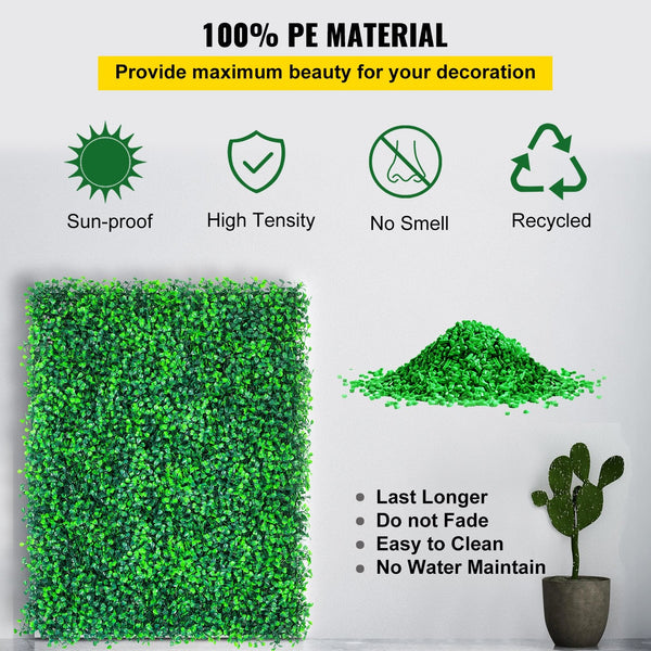 Vevor Artificial Boxwood Panels 6 Pcs 50.8X50.8Cm Pe Grass Backdrop Wall 4 Privacy Hedge Screen For Outdoor Indoor Garden Fence Backyard Artificial Pl