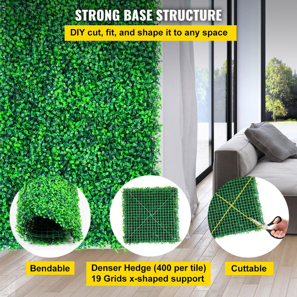 Vevor Artificial Boxwood Panels 6 Pcs 50.8X50.8Cm Pe Grass Backdrop Wall 4 Privacy Hedge Screen For Outdoor Indoor Garden Fence Backyard Artificial Pl