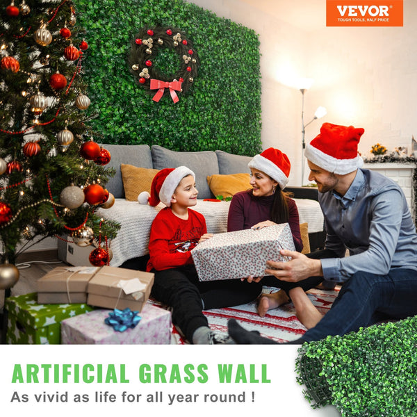 Vevor Artificial Boxwood Panel 12Pcs Hedge Wall 20X20" 4Cm Green Grass Backdrop For Indoor Outdoor Garden Backyard Artificial Plant Panels