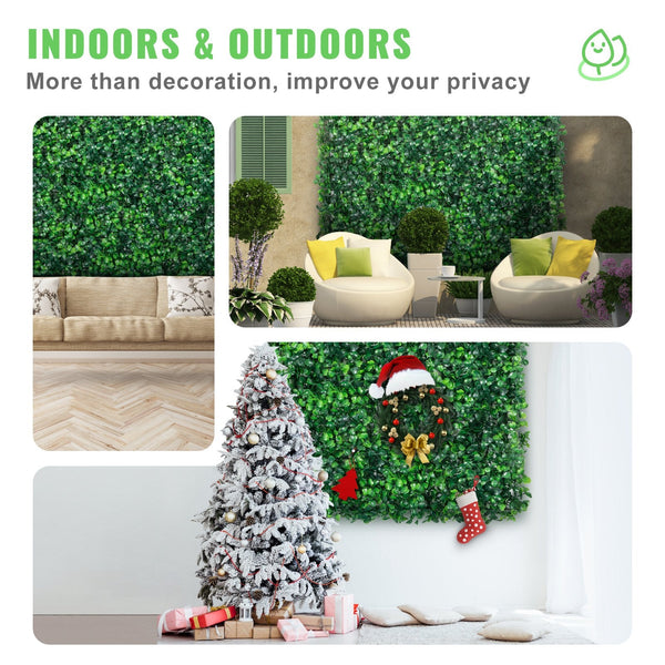Vevor Artificial Boxwood Panel 12Pcs Hedge Wall 20X20" 4Cm Green Grass Backdrop For Indoor Outdoor Garden Backyard Artificial Plant Panels