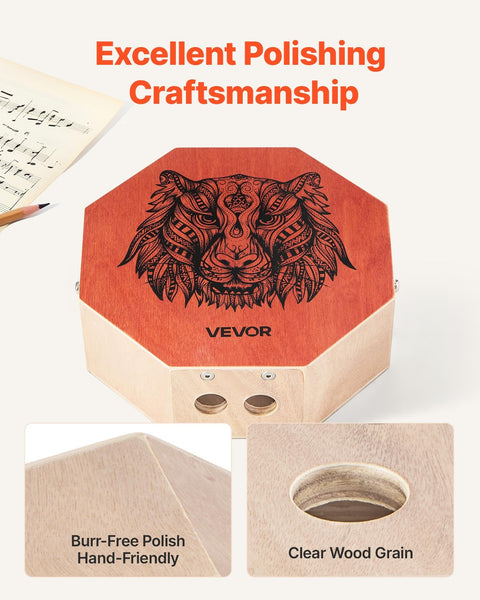 Vevor Unique Cajon Box Drum With Internal Guitar Strings 295 X 100 Mm Other Percussion