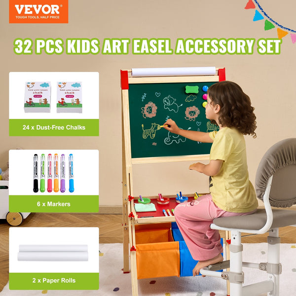 Vevor Easel Accessory Set Chalk & Markers Paper Rolls 32Pcs For Standing Easels