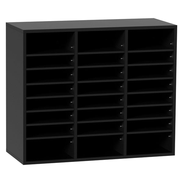 Wood Literature Organizer Adjustable File Sorter 24 Compartments Black Drawer Organisers