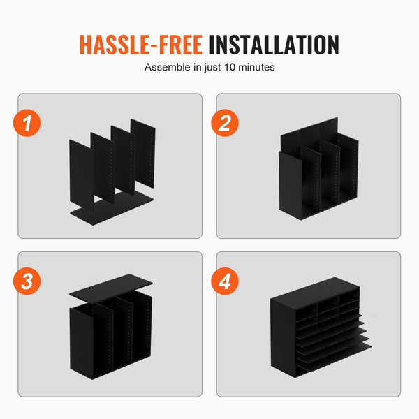 Wood Literature Organizer Adjustable File Sorter 24 Compartments Black Drawer Organisers