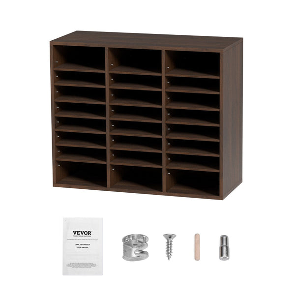 Wood Literature Organiser Adjustable File Sorter 24 Compartments Brown Other Envelopes & Mailers
