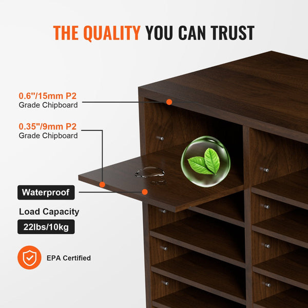Wood Literature Organiser Adjustable File Sorter 24 Compartments Brown Other Envelopes & Mailers