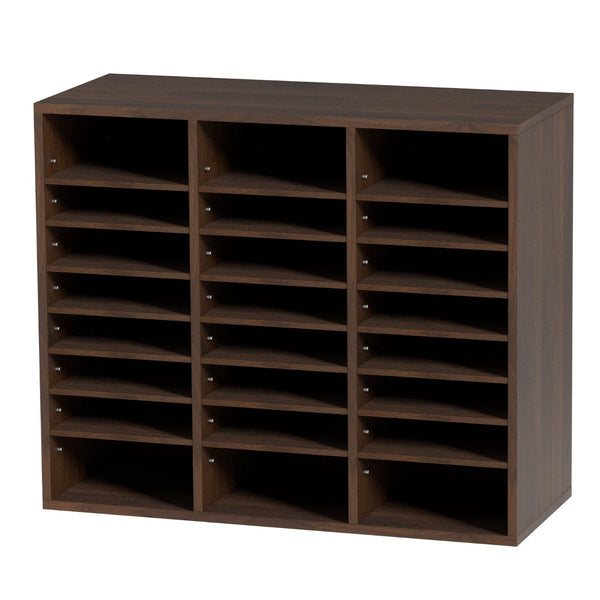 Wood Literature Organiser Adjustable File Sorter 24 Compartments Brown Other Envelopes & Mailers