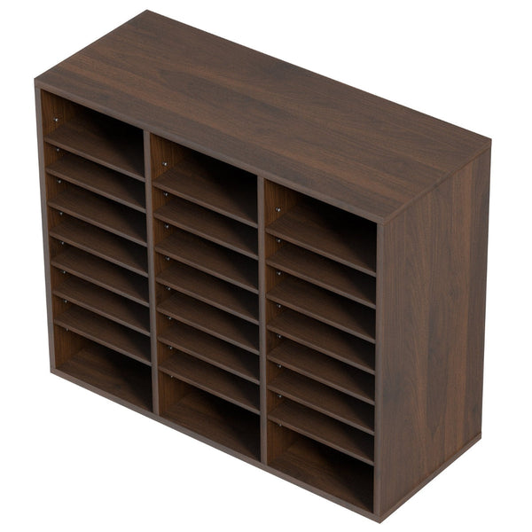 Wood Literature Organiser Adjustable File Sorter 24 Compartments Brown Other Envelopes & Mailers