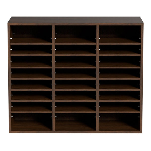 Wood Literature Organiser Adjustable File Sorter 24 Compartments Brown Other Envelopes & Mailers