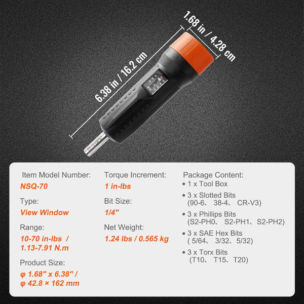 Vevor Torque Screwdriver 1/4 Screwdrivers