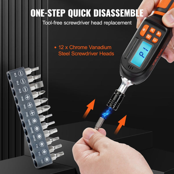 Vevor Digital Torque Screwdriver 1/4" Range 2.65 70.67In/Lb W/ 0.01N.M Increment Screwdrivers & Nutdrivers