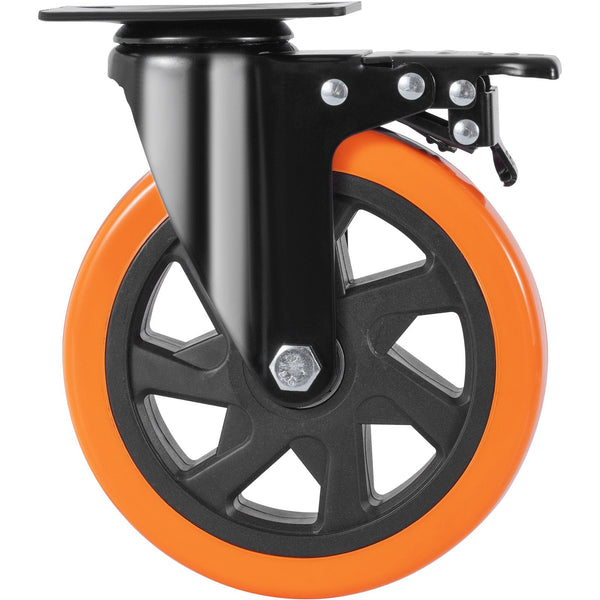 Vevor Caster Wheels 152.4 Mm Swivel Plate Casters Set Of With Security A/B Locking No Noise Pvc Heavy Duty 318 Kg Load Capacity Per Non Marking For Ca