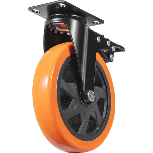 Vevor Caster Wheels 152.4 Mm Swivel Plate Casters Set Of With Security A/B Locking No Noise Pvc Heavy Duty 318 Kg Load Capacity Per Non Marking For Ca