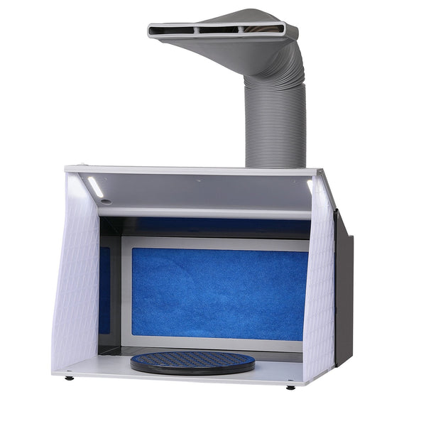 Vevor Airbrush Spray Booth Portable Hobby Paint Kit With 4 Led Light Powerful Dual Exhaust Fans Turntable And 6 Ft Extension Hose For Painting Models
