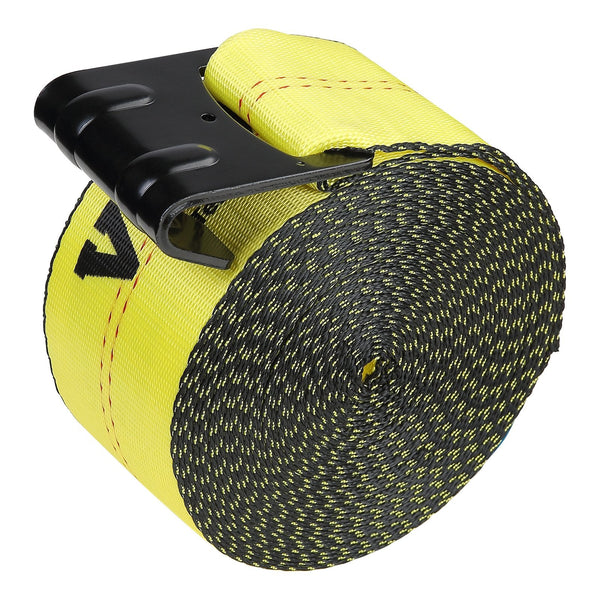 Vevor Winch Straps 10.2 Cm X 9.1 M 2.7T Load Capacity 8.2T Break Strength Truck With Flat Hook Flatbed Tie Downs Cargo Control For Trailers Farms Resc