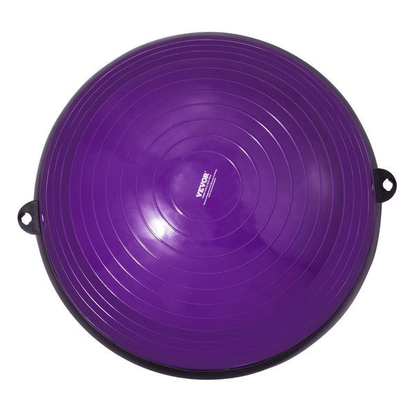 Half Exercise Ball Trainer 23 Inch Balance 660Lbs Stability Yoga With Resistance Bands & Foot Pump Strength Fitness For Home Gym Full Body Workout Pur