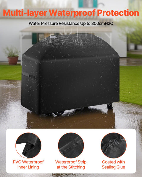 Vevor Grill Cover 63 Inch Bbq Covers For Outdoor Grills Waterproof Fade Resistant Weather Heavy Duty 600D Polyester Easy On/Off With Hook And Loop Str