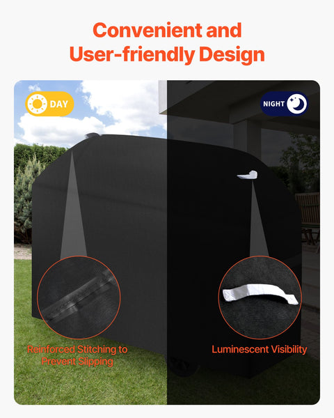 Vevor Grill Cover 63 Inch Bbq Covers For Outdoor Grills Waterproof Fade Resistant Weather Heavy Duty 600D Polyester Easy On/Off With Hook And Loop Str