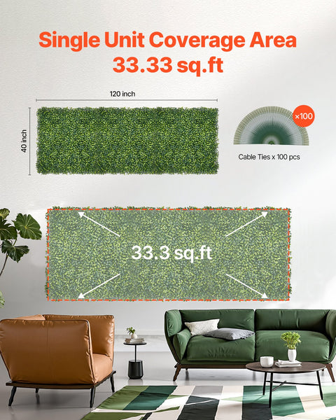 Vevor Artificial Grass Wall Panels 40 X 120 Inch Greenery Hedge Screen Artificial Plant Panels