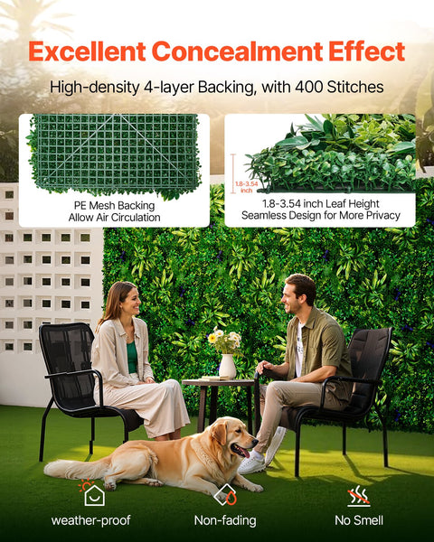 Vevor Artificial Grass Wall Panels 8 Pcs 20 X Inch 3D Greenery Boxwood For Indoor Outdoor Decor Privacy Backdrop Hedge Screen Garden Artificial Plant