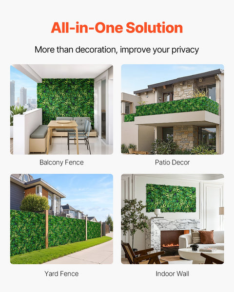 Vevor Artificial Grass Wall Panels 8 Pcs 20 X Inch 3D Greenery Boxwood For Indoor Outdoor Decor Privacy Backdrop Hedge Screen Garden Artificial Plant