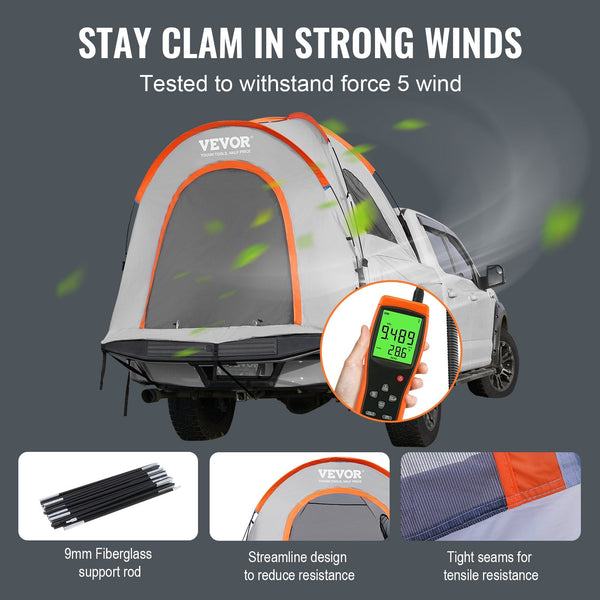 Truck Bed Tent 5.5' 6' Pickup With Rain Layer And Carry Bag Waterproof Pu2000mm Double For Camping Accommodate 3 Person Traveling Outdoor Activities T
