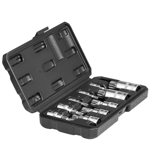 Xzn Triple Square Spline Bit Socket Set 10 Piece M4 M18 Cr V Steel Storage Case Sockets & Socket Sets