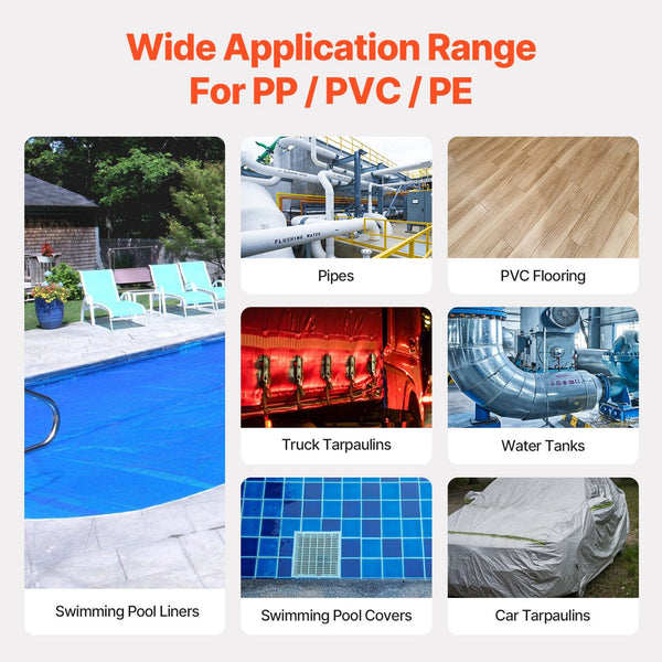 Vevor Hot Air Plastic Welder 1600W Pvc Tpo Vinyl Heat Gun Torch & 9 Accessories Heat Guns