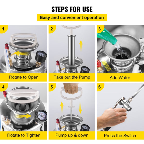 1.5Gal Stainless Steel Sprayer Set With 16" Wand And Handle 3.3Ft Reinforced Hose Pump Pressure Gauge Safety Valve Adjustable Nozzle Suitable For Gard