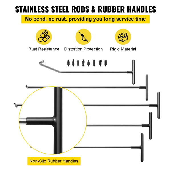 Vevor Rods Dent Puller Stainless Steel Paintless Repair Kits Hail Removal 13 Pcs Dent Repair Kits & Tools