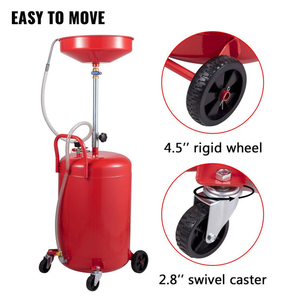 Vevor Waste Oil Drain Tank Portable 20 Gallon Air Operated Drainer Fuel Funnels