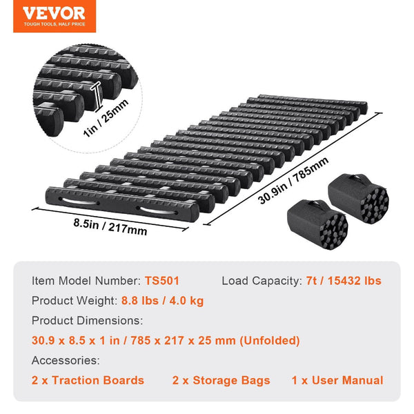 7 Ton Traction Boards With Tpr Material Recovery For Off Road Vehicles/Cars/Pickups/Suvs/Rvs Pair Tire Mats On Snow Sand Mud And Loose Terrain Storage