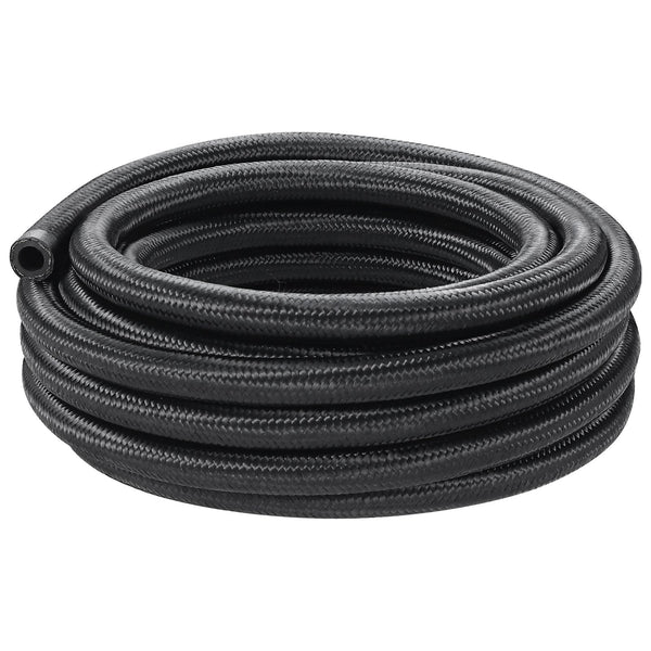 Vevor 8An Fuel Line Kit 6.1 M Hose 1.0 Cm Nylon Stainless Steel Braided Oil/Gas/Diesel End Fitting With 12 Pcs Swivel Adapter Black Fuel Pumps