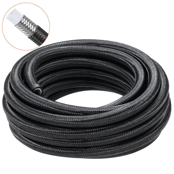 Vevor 6An Fuel Line Kit, 7.62 M Fuel Hose Kit, Nylon Stainless Steel Braided Ptfe Fuel Line Kit, E85/Oil/Gas/Diesel Hose End Fitting Kit, With 15 Pcs
