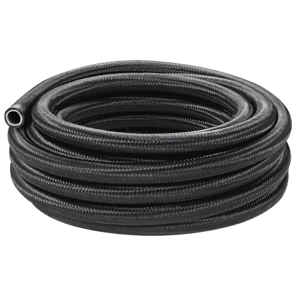 Vevor 6An Fuel Line Kit, 7.62 M Fuel Hose Kit, Nylon Stainless Steel Braided Ptfe Fuel Line Kit, E85/Oil/Gas/Diesel Hose End Fitting Kit, With 15 Pcs