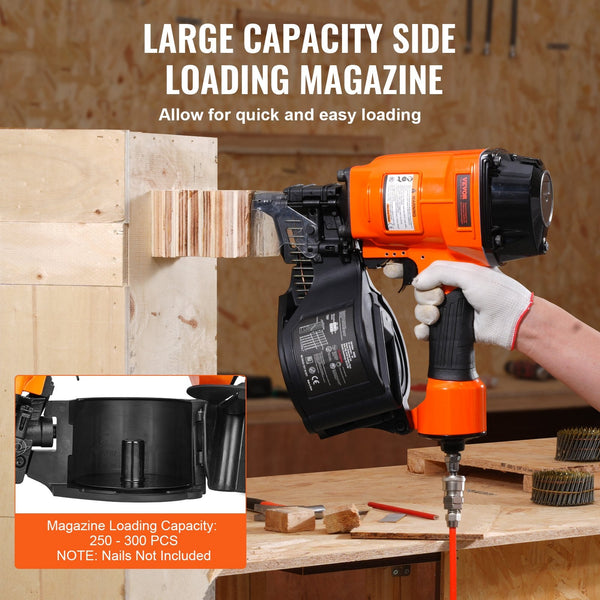 Vevor Mcn70 Coil Siding Nailer 45Mm To 70Mm 15 Degree Pneumatic Gun Nail & Staple Guns